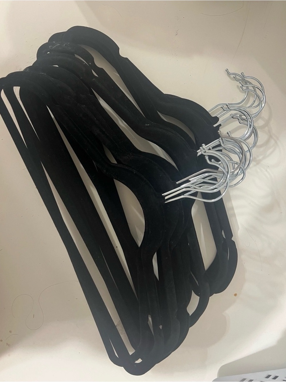 Black Velvet Non-Slip Clothing Hangers with Silver Hooks (Set of 30)